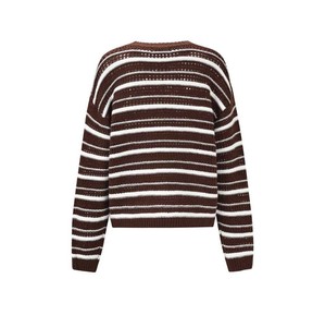 Cardigan en tricot de coton respirant à col rond pour homme, style universitaire rétro, boutonné, rayé, pour le printemps et l'automne - Product Image 5