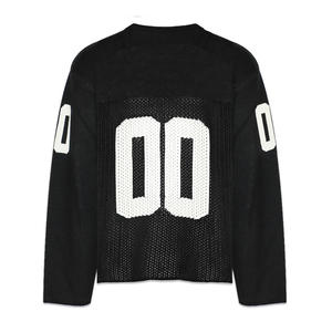 T-shirt en tricot à manches courtes avec logo personnalisé, crochet ajouré, maillot de football ou de basketball, 100% polyester, séchage rapide, respirant - Product Image 2