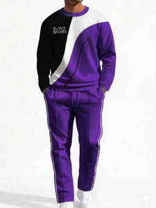 Clovix Sports Mens Casual Two Piece Set <b>Tracksuit</b> Custom Brand Logo Streetwear Cotton Fleece Sport Suit Wholesale Top Quality - Product Image 5