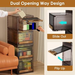 Cassetto Contenitore Impilabile in Plastica da 16,5L con Coperchio e Apertura Bidirezionale, Organizer per Armadio, Cucina, Soggiorno, Camera da Letto - Product Image 2