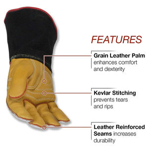 Guantes de Soldadura TIG Reforzados de Piel de Cabra Aluminizada, Resistentes a la Abrasión, para Trabajo Pesado, Bomberos, Hornos y Panadería - Product Image 3