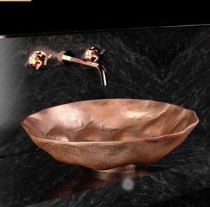 Lavabo Decorativo de Cobre Martillado, Lavabo Artístico para Baño, Instalación en Encimera Hecha a Mano, Diseño Premium - Product Image 3