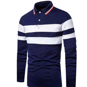 Polo à manches longues pour homme en coton premium, respirant, doux, confortable, coupe classique, décontracté, pour le bureau, élégant - Product Image 1