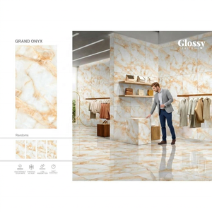 Dyna Supremo 24x48 Inch Glossy Polished Porcelain <b>Wall</b> Floor Tiles Premium Travertine Collection 20mm Firebrick - Product Image 6