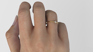 Minimalist 18K Gold Pear Cut <b>Diamond</b> <b>Ring</b> Three Stone Promise <b>Ring</b> Round <b>Diamond</b> <b>Ring</b> Stacking Band Fine Jewelry Gift for Women - Product Image 6
