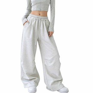 High Waist Black <b>Harem</b> Pants Loose Fit Drawstring Elastic Waist Full Length Casual <b>Trousers</b> Solid Color Terry Fabric Polyester - Product Image 6