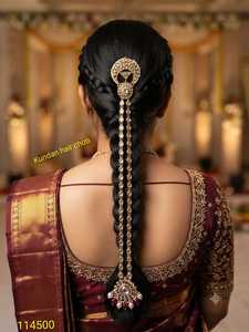 Tocado nupcial de lujo Kundan con perlas tradicionales, accesorio para el cabello, adorno para el cabello de boda para mujer, para fiestas. - Product Image 3