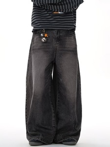 Jeans baggy bleu clair déchirés pour homme |   Pantalon en jean décontracté à jambes larges, effet délavé rétro |   Pantalon décontracté à jambe droite style streetwear - Product Image 3