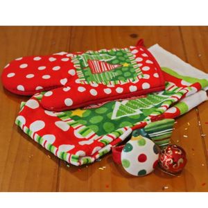 Le dernier ensemble de gants de four et de porte-casseroles en coton imprimé de Noël pour le fournisseur d'utilisation du four en Inde - Product Image 6