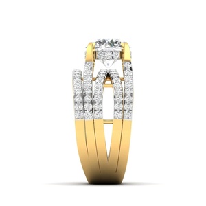 แหวนมอสซาไนต์ทรงกลม ทอง 14K แหวนหมั้นและแต่งงานสำหรับผู้หญิง - Product Image 2