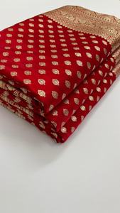 Colección de Sarees de Seda Satén Banarasi de Lujo Tejidos a Mano, Elegante Tejido Zari, Diseño Floral Buti Tradicional, Protección Solar - Product Image 6