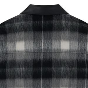 Veste à col contrasté à carreaux brossés pour homme en noir et blanc avec un design élégant, fermeture éclair et tissu de haute qualité - Product Image 4