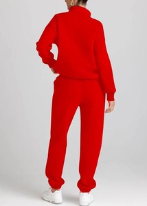 Conjunto de Sudadera con Capucha y Pantalones de Chándal de Invierno de 2 Piezas para Mujer, con Bordado, Lavado, Estilo Deportivo Urbano, Logotipo Personalizado, Cremallera, 100% Algodón - Product Image 2