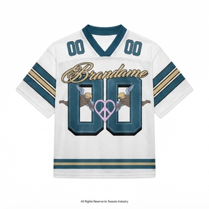 OEM Custom American <b>Football</b> Jersey <b>Retro</b> Mesh Oversized Boxy Sports Jersey Team Uniform Shirt - Product Image 1