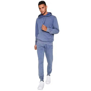 Ensemble de survêtement premium pour homme avec personnalisation OEM – Sweat à capuche et pantalon de jogging minimalistes de couleur unie en molleton épais - Product Image 1