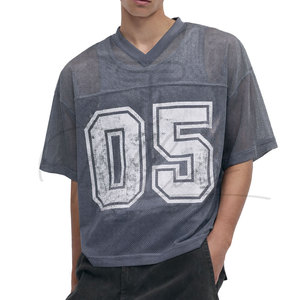 High Quality Men's Football T-Shirts Cropped Mesh Print Design Custom <b>Logo</b> Plus Size Breathable Mesh t shirts Oversize boxyfit - Product Image 1