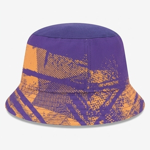 Customized Unisex <b>Purple</b> Bucket <b>Hat</b> With Orange Geometric Pattern Casual Spring Summer Adult Wear - Product Image 4