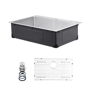 Lavello da cucina a montaggio superiore da 33 pollici in acciaio inossidabile 304, vasca singola stile Farmhouse, lavello workstation in ottone e acciaio inossidabile 304 - Product Image 5