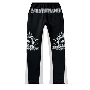 Custom Women Drawstring Jogger Pants Fall Winter Fashion Unisex Woman Flare Pants Woman Cotton Streetwear Stacked Sweat Pants - Product Image 1