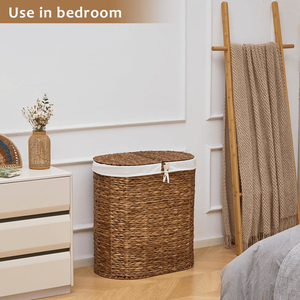 Oval Natural Water Hyacinth Woven <b>Laundry</b> Hamper with Lid Elegantly Designed <b>Wicker</b> <b>Laundry</b> <b>Basket</b> - Product Image 6