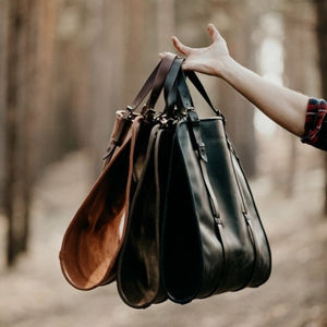 Porta leña de cuero, bolsas de lona encerada para almacenamiento de leña, soporte de cuero para leña - Product Image 6