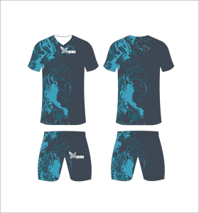 Conjunto de Camiseta y Pantalones Cortos de Fútbol Sublimados Ferocious Clothing, Cuello en V, Absorbe la Humedad, Ropa Deportiva para Hombre, Estampado para Todas las Temporadas - Product Image 1