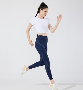 Ensemble 2 pièces taille haute pour femme : Leggings de sport extensibles 4 directions, compression unie, séchage rapide, pour entraînement, fitness et yoga, avec logo frontal - Product Image 6