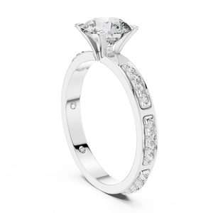 Luxury Round Cut Moissanite Diamond Engagement Ring Solitaire With Accents Wedding Bridal Ring Anniversary Gift For <b>Wife</b> - Product Image 2