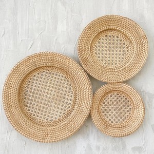 Circular design rattan chargers gold charger plates crafted by hand wedding table accessory - Product Image 4