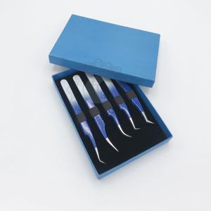 Haute qualité Ombre poudre revêtement argent pointe en acier inoxydable Extension de cils pince à épiler durable étiquette privée pointe pointue - Product Image 3