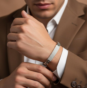 <b>Silver</b> Plated Moissanite Curb Link <b>Bracelet</b> Ice Cube Chain <b>Bangle</b> Round Brilliant Unisex Gift Jewelry - Product Image 6