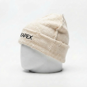 Gorro de punto cremoso para hombre, gorro de invierno con dobladillo, gorro unisex estilo streetwear, gorro tipo calavera, accesorio de moda al por mayor con logotipo personalizado - Product Image 3
