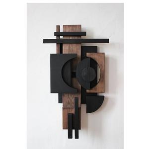 Décoration murale en métal abstrait moderne, sculpture murale géométrique avec accent en pierre naturelle, suspension murale verticale 3D pour hall d'hôtel - Product Image 2