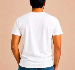 T-shirt blanc uni à col rond et manches courtes pour homme, coupe classique, décontracté - Product Image 3