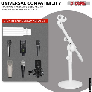 5 Core Mic <b>Stand</b> Adjustable 21.5" Desktop Boom <b>Microphone</b> <b>Stands</b> Round Base Pedestal Para Microfono - Product Image 5