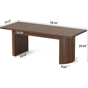 Table à manger vintage rectangulaire de 78,74 pouces de long, table de cuisine entièrement en bois, grande table de salle à manger, capacité de 6 personnes - Product Image 3