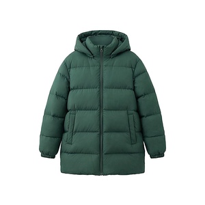 Hooded Quilted Jacket Women Winter Long Sleeve Thick Polyester Filling Windproof Solid Color Full Zipper Closure - Product Image 1