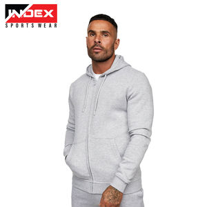 Sudadera con Capucha y Cierre de Cremallera para Hombre, Marca INDEX SPORTSWEAR, Color Beige, Corte Holgado, Estilo Casual para Otoño, Material de Felpa, Diseño de Color Sólido con Bolsillos - Product Image 4