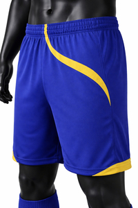 Ensemble de maillots de football bleu et jaune pour hommes, col en V, manches courtes, polyester respirant, uniforme personnalisé avec logo, uniforme de football pour équipe adulte - Product Image 4