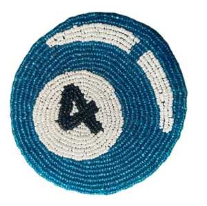 NOUSHAD ARTISANAT NH-968 Sous-verre en résine perlée rond bleu et blanc avec lettre A et bordure orange, durable, imperméable, moderne, promotionnel - Product Image 5