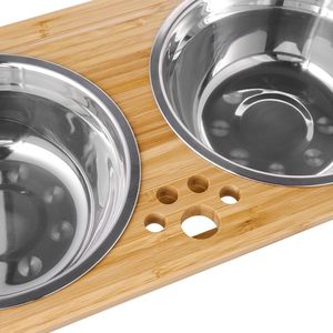 Ergonomic Eco Bamboo Pet Stand S M L Tilted <b>Raised</b> <b>Dog</b> Cat <b>Bowl</b> 304 Stainless Steel Ceramic Feeder Vietnam - Product Image 5