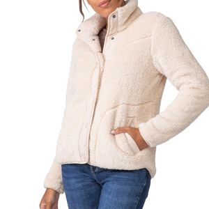 Hot Selling New <b>Long</b> Sleeve Stand Collar Women Sherpa Fleece <b>Jacket</b> breathable heavyweight Stylish Designed Soft Fur Made Sherpa - Product Image 2