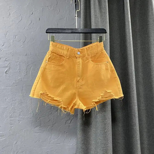 Shorts de mezclilla vintage para mujer con encaje, lavados, rasgados, elásticos, de cintura alta, informales, estilo streetwear, venta al por mayor, novedad 2026 - Product Image 2