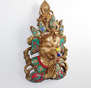 Máscara de Pared de Ganesha Hecha a Mano en Resina, Decoración de Pared con Rostro de Dios Hindú, Decoración para el Hogar o Templo - Product Image 1