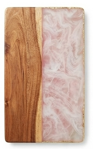 Tabla de cortar de resina de madera de acacia con borde natural, bandeja rectangular de mármol azul para servir queso, bloque de corte para encimera de cocina - Product Image 4