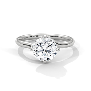 Round Lab-Grown Diamond Twist Engagement <b>Ring</b> In 14K White <b>Gold</b> – Modern 4 Prong <b>Set</b> Princess Solitaire <b>Ring</b> For Party & Wedding - Product Image 1