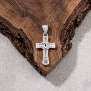 Custom Hip Hop <b>Cross</b> Pendant 925 Silver Iced Out Baguette Moissanite <b>Men</b>’s Religious <b>Necklace</b> Wholesale Jewelry - Product Image 1
