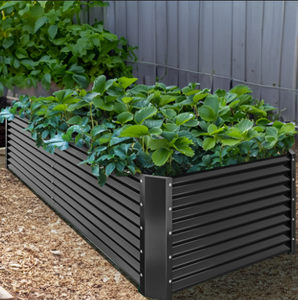 Black Corrugated Metal Raised Garden Bed Outdoor Vegetable <b>Planter</b> <b>Box</b> Large Patio Flower Growing Container - Product Image 2