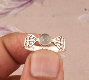 Natural White Moonstone <b>Ring</b> 925 Sterling <b>Silver</b> Rainbow Moonstone Jewelry Blue Flash Gemstone <b>Ring</b> Handcrafted <b>Boho</b> Jewelry - Product Image 3