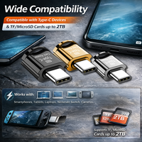 Lecteur de carte MiniSD TF externe à fente unique JAYA JY-920 USB2.0/USB-C Type-C OTG en alliage d'aluminium pour ordinateur portable et téléphone portable